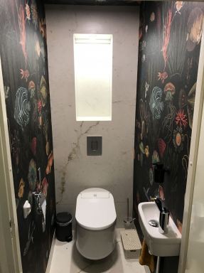 WC met behang en Grohe Douchewc Nieuwegein