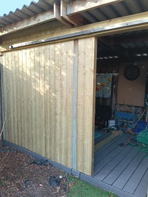 Grote Wielen: van veranda naar schuur met boeren Barnwood schuifdeur