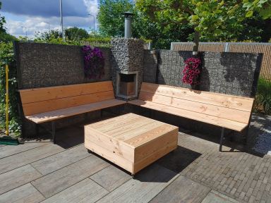 douglas houten tuin set met aluminium frame